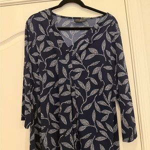 Lane Bryant Navy Leaf Swing Blouse
